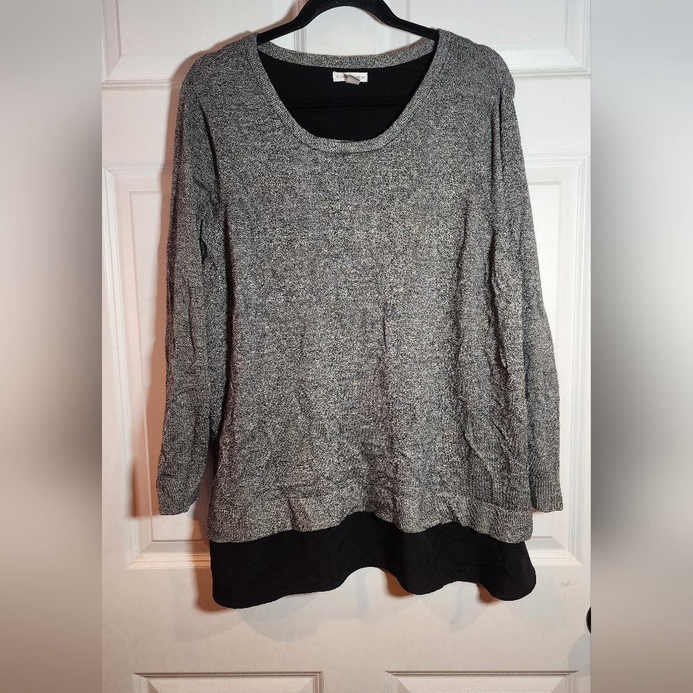 croft & barrow Gray and Black Layered-Look Women's Sweater